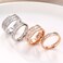 Girls Simple Titanium Steel Diamond Ring, Size: US Size 8(Single Row Silver)
