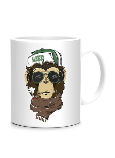 Styles Monkey Creative Design Mug White/Brown/Green