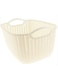 JANNAH 2Pcs Plastic Organizer With Handles Loop Knitted Rectangle Plastic Storage Basket(White)