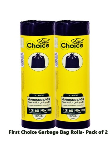 Choice, Bio-Degradable,Pack of 2, 60 Gallons, 2x15s Garbage Bags, Size 90x110 cm, Trash Bags, Bin Liner, Waste Bags for Indoor and Outdoor Purposes, XL