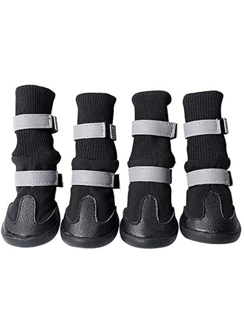 Dog Boots for Small Large Dogs, Anti-Slip Dog Shoes Waterproof Paw Protection for Snow Rain, Reflective Straps Winter Dog Booties (Black, XL)