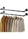Clothes Rack, 36.4 Inch Industrial Pipe Wall Mounted Garment Rack, Space-Saving, Heavy Duty Detachable Garment Bar, Multi-Purpose Hanging Rod for Closet 2 Base (2 Pack)