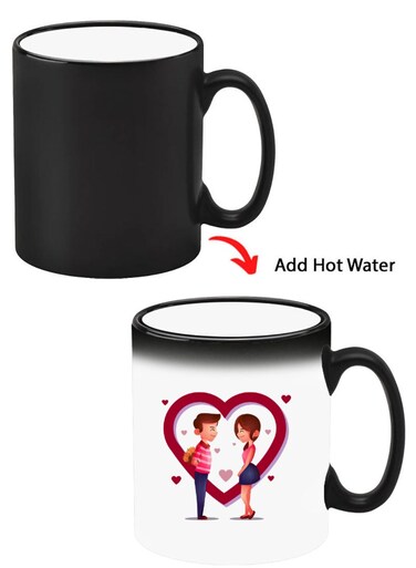 Color Changing Heat Sensitive Ceramic Mug, Image Revealed When HOT Liquid is Added! Lovers