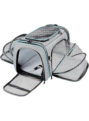 CocLux Airline Approved Pet Carrier, Large Soft Sided Pet Travel TSA Carrier 4 Sides Expandable Cat Collapsible Carrier with Removable Fleece Pad and Pockets for Cats Dogs and Small Animals