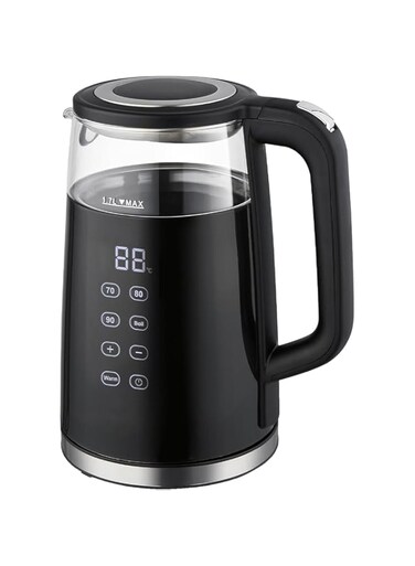 HELEE Electric Kettle 2200W Fast Water Boiler, 1.7L Glass Tea Kettle With Temperature Options For LED Touch Screen, Double Wall, Real Time Temperature, Keep Warm, Auto Shut Off
