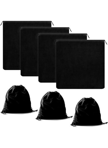 Keadic 4Pcs Silver Storage Bags Set, Black Anti Tarnish Fabric Cloth Bags for Jewelry Silverware Flatware Cleaning Protection (18 x 18 Inches)