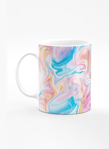 Designer Printed Coffee Mug with Heavy Duty Handle 11oz Ceramic Personalised Gift Mugs Cup [Microwave Safe &amp; Dishwasher Proof] - Marble Print Aqua