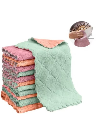 Pack Kitchen Cloth Dish Towels, Nonstick Oil Washable Fast Drying,Random Color