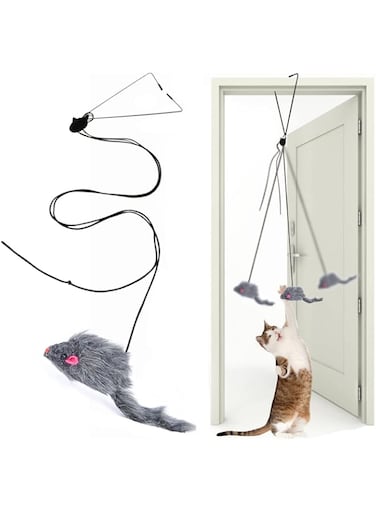 Interactive Cat Feather Toys,Retractable Teaser Toy,Hanging Interactive Toys for Indoor Cats Kitten Play Chase Exercise,Kitten Mental Exercise Toys