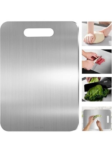 Cutting Board,Stainless Steel Chopping Board, Cutting Block Mincing Mat, Thick Stainless Steel, Heavy Duty Non-Slip, Double Side,for Kitchen Home Meat Vegetable Fruit Cheese