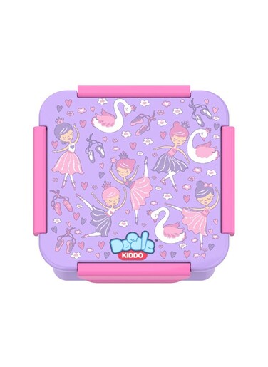 Ballerina Bento Lunch &amp; Snack Box for Girls - BPA Free, Leak Proof, Microwave &amp; Dishwasher Safe, 14.5x14.5x6 cm
