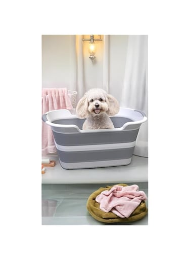 Sweet seven Folding Shower Bathtub: Portable Silicone Pet Dog Bath Tubs - Collapsible Laundry Storage Basket - Convenient, Space-saving Design for Easy Bathing - Ideal for Small Pets and Travel