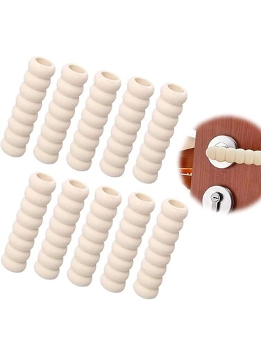 Door Handle Protector, Protective Handle Covers Soft Foam Kid Baby Safety Door Handle Knob Gaurd Door Handle Bumper in Beige - Child and Wall Protector (Beige Color) 10 Pack