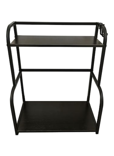 COOLBABY Black Double-Layer Storage Rack with Hooks