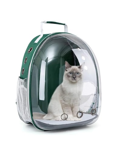 Kameety Cat Carrier Bubble Bag, Transparent Space Capsule Pet Carrier Dog Hiking Backpack, Small Dog Backpack Carrier for Cats Puppies Airline Approved Travel Carrier Outdoor Use (Green)