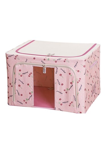 Cloth Frame Folding Storage Box Pink Cherry 20x30x10cm