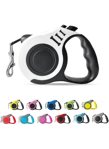 SWIUKPHE Retractable Dog Leash Automatic Telescopic Tractor Dog Tape, Pet Tape 10/16 FT Durable and Convenient, with Non-Slip Handle, Suitable for Small and Medium-Sized Dogs White