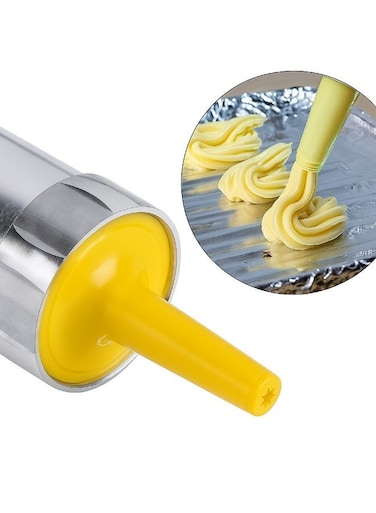 Press and Biscuit Maker Set, 15-Piece Kit with 10 Stainless Steel Discs and 4 Icing Nozzles