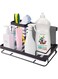 STKYGOOD Kitchen Sink Caddy Organizer, Kitchen Caddy for Sponge Soap Brush Dishcloth Holder with Drain Pan Tray, Sponge Holder for Kitchen Sink 304 Stainless Steel Rustproof (Black)