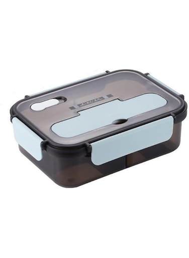 Tazweeq Portable Plastic Bento Box, 1000ML Lunchbox Salad Container with Compartments Leakproof Lunch Containers for Adults, Bento Box Accessories Suit for Microwave, Dishwasher and Freezer (Blue)