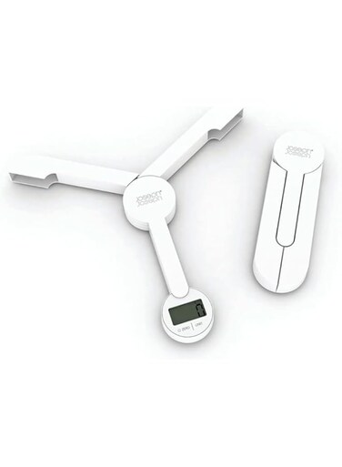 Joseph Joseph Joseph Tri Scale &acirc;&euro;&ldquo; Kitchen Digital Food Scales, compact foldable, space saving with battery included, White 16 40071