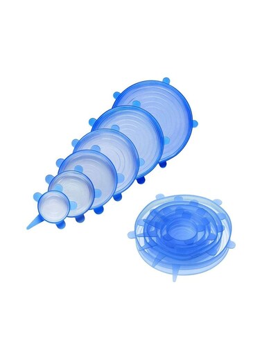 Silicone Stretch Lids 6-Pack of Various Sizes Durable and Expandable to Fit Various Size and Shape of Containers Keeping Food Fresh