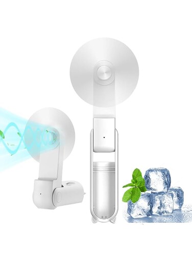 STAYOUNG Portable Handheld Fan - Mini Foldable Personal Fan, USB Rechargeable 1200mAh~2000mAh Battery and 3 Adjustable Speeds for Travel and Outdoor Use (White ）