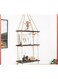 Hanging Shelves For Wall,3-Tier Antique Wood Floating Hanging Shelf With Handmade Twine Weaving Process,Suitable For Bedroom Living Room Bathroom,Hanging Window Plant Shelves Decor