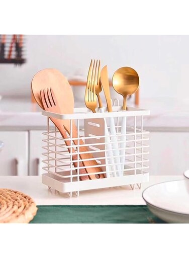 LQZHBDWZ Multi-Purpose Cutlery Rack - Stainless Steel Wire Rack - 4kg Capacity - White - Draining Feature, Rust Resistant - Ideal for Dishware Storage and Serving in Dining Room or Outdoors