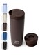 Insulated Travel Mug 350ml Stainless Steel Coffee Cup with Push Button Lid, Double Wall Vacuum Flask Thermos, Leakproof Tumbler for Hot &amp; Cold Drinks, Keeps Hot 8 Hours Cold 24 Hours, Portable Durable Coffee Tea Water Mug, Cup Holder Friendly Travel Tumbler (Brown)