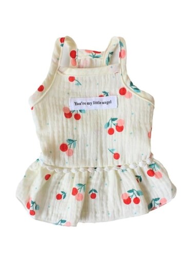 Floral Print Dog Dress Dog Skirt for Small Medium Dogs Pet Skirt Soft Breathable Dog Cotton Outfits (White, XXL)