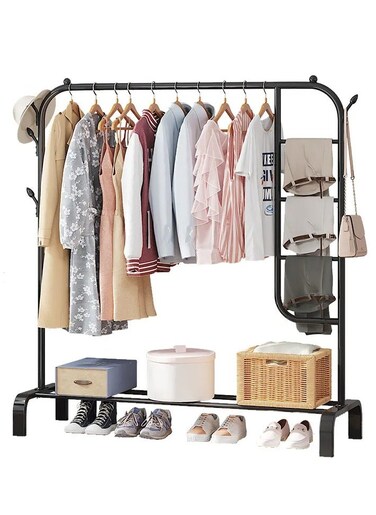 Durable Clothes Rail Clothes Rack with Clothes Rail and Storage Compartment Freestanding Hanger