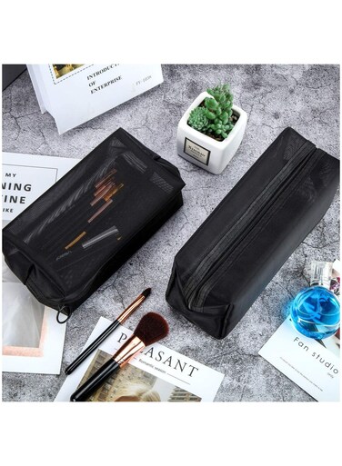 Mesh Cosmetic Bag Mesh Makeup Bags Mesh Zipper Pouch Portable Travel Makeup Pouches for Home Office Travel Accessories