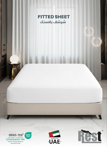 Fitted Bedsheet 90x190+20cm Breathable Plush White Fabric with Deep Pockets Machine Washable for Optimal Protection