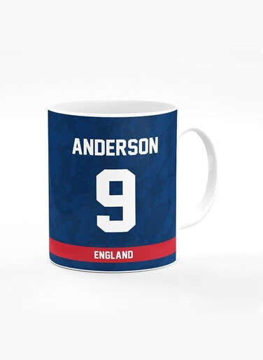 Designer Printed Coffee Mug with Heavy Duty Handle 11oz Ceramic Personalised Gift Mugs Cup [Microwave Safe &amp; Dishwasher Proof ] - Cricket Player - James Anderson, Jersey Number - 9