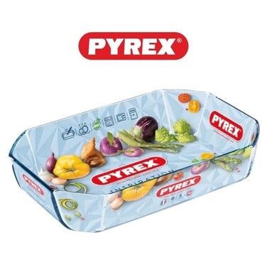 Pyrex Inspiration 2.1L Rectangular Glass Roaster - Durable, Stylish Glass Bakeware for Roasting, Baking, and Storing