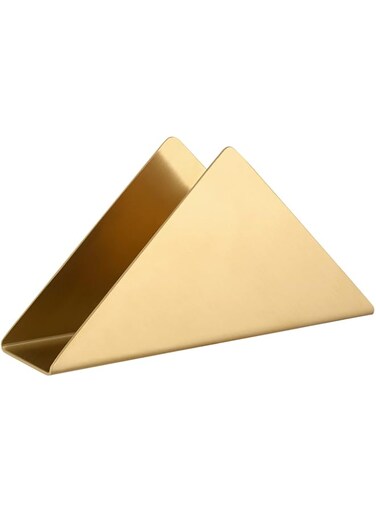 Oasisgalore Gold Stainless Steel Napkin Holder, Modern Triangle Napkin Dispenser Organizer for Kitchen Countertops, Dinner Tables, Picnic Tables
