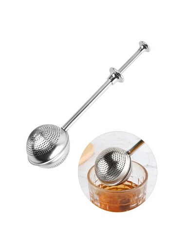 piece press spherical tea strainer: stainless steel tea brewing strainer, fine mesh for bulk tea