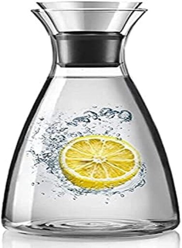 Glass Pitcher With Lid And Handle&iuml;&frac14;&OElig;1000Ml/35.2Oz Heat Resistant Borosilicate Water Pitcher,Drip Free Water Carafe Hot And Cold Water Carafe For Ice Tea And Homemade Juice Coffee, Wine Decanter (C)