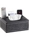 ECVV Tissue Box Cover Rectangular Leather Black Multifunctional Remote Control Stationery Napkin Holder, Modern Facial Tissue Paper Dispenser Desk Organizer Storage Box Home Office Supplies Caddy