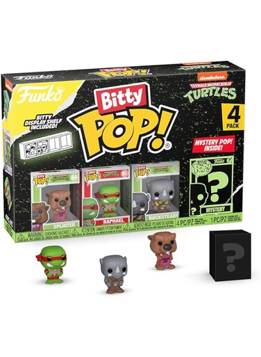 Funko Bitty Pop! Teenage Mutant Ninja Turtles - Splinter, Raphael, Rocksteady and A Surprise Mystery Mini Figure - 0.9 Inch (2.2 Cm) Collectable - Stackable Display Shelf Included - Gift Idea