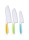 KASTWAVE 3-Piece Kids Plastic Fruit Knife Set, Firm Grip, Serrated Edges for Cutting Fruits, Salads, Cakes, Lettuce (Multicolor)