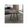 Modern Round Side Table with LED Lights, Hexagon Pattern Top, Black Metal Legs with Gold Tips