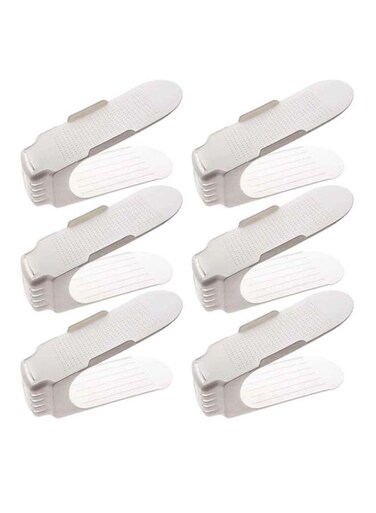 6-Piece Shoe Organizer Set White 10x14x25cm