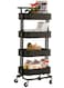 4-Tier Metal Rolling Utility Cart,Craft Art Cart,with 2 Lockable Wheels Storage Organizer Shelf for Kitchen, Bedroom, Bathroom, Office, Living Room