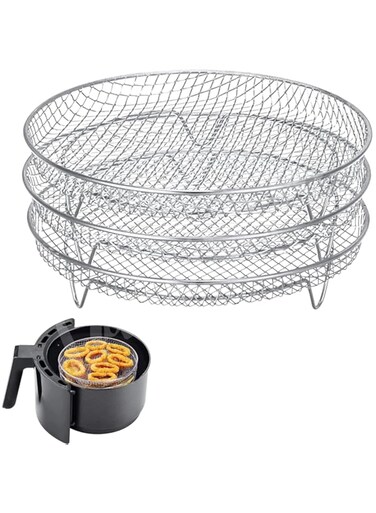MAKINGTEC Air Fryer Three Stackable Dehydrator Racks, Stainless Steel Air Fryer Rack Fit all 4.2QT - 5.8QT Air fryer, Oven, Press Cooker, Air Flow Racks