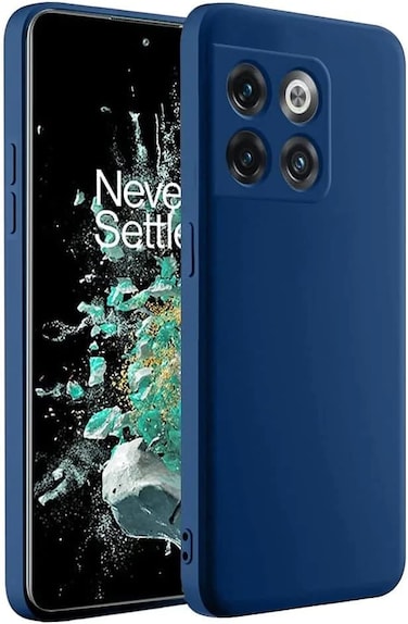 Muzz Silicone Case for Oneplus 10T / Oneplus Ace Pro, Liquid Gel Rubber Bumper Case with Soft Microfiber Lining Cushion Slim Hard Shell Shockproof Protective Cover for Oneplus 10T / Ace Pro (Blue)