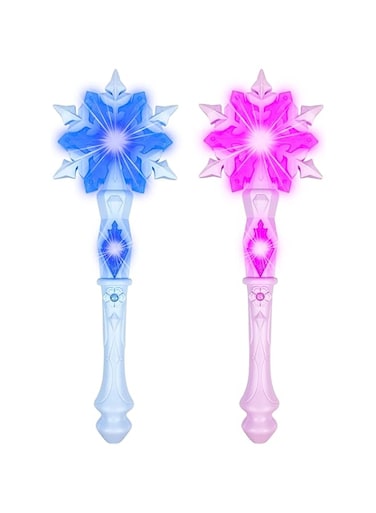 SYOSI Star Fairy Wands, Light Up Frozen Snowflake Wand with Sound(Motion Sensitive) Magic Toy for Kids Girls Princess Birthday Party Costume Accessories 2 Pieces Blue &amp; Pink