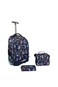 3-Piece Rolling School Set, 18-Inch Wheeled Backpack with Lunch Bag and Pencil Case, Pastel.BLACK FOOTBALLER PRINT