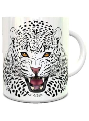 Impress White Ceramic Coffee Mug with Cheetah Design